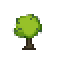 A single deciduous tree at 8x zoom from the demo, showing three tonal zones: dark shadow at the base, mid-tone body, and bright highlight cap.